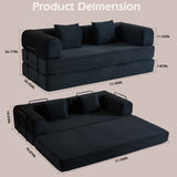 Convertible Sleeper Sofa Bed With Cylindrical Pillow, With Fixed Shape Frame - Furniture Home Direct