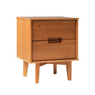 Mid-Century Modern 2 Drawer Solid Wood Nighstand With Cutout Handles - Furniture Home Direct