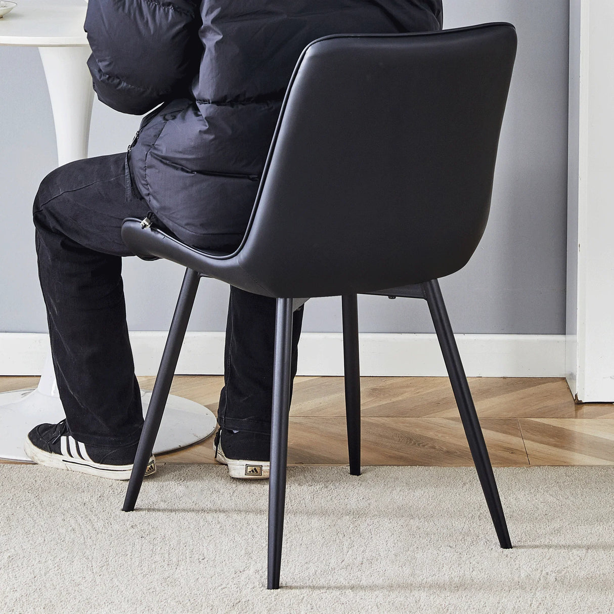 Dining Chairs With PU Leather Upholstery Metal Legs Black - Furniture Home Direct