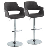 Vintage Flair - Mid Century Modern Adjustable Barstool With Swivel With Rounded T Footrest (Set of 2) - Furniture Home Direct