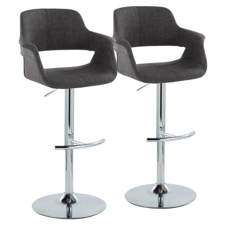 Vintage Flair - Mid Century Modern Adjustable Barstool With Swivel With Rounded T Footrest (Set of 2) - Furniture Home Direct