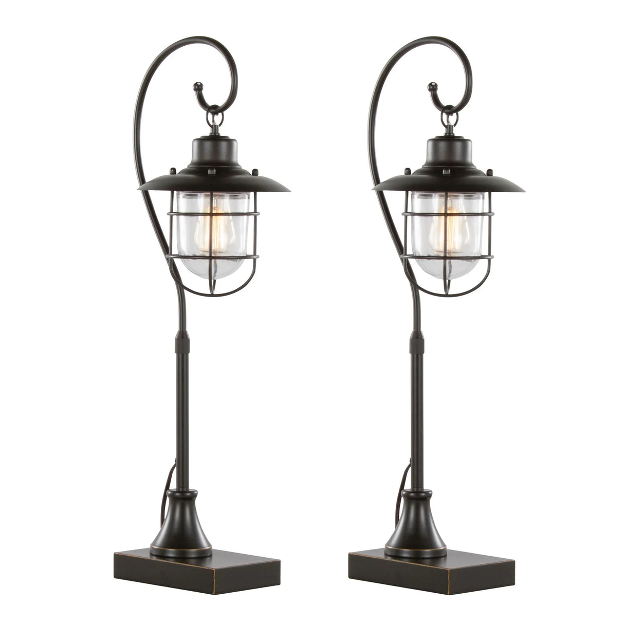 Landen - Contemporary Task Lamp (Set of 2) - Oil Rubbed Bronze / Clear - Furniture Home Direct