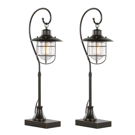 Landen - Contemporary Task Lamp (Set of 2) - Oil Rubbed Bronze / Clear - Furniture Home Direct