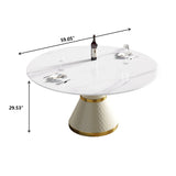 Modern Artificial Stone Round Carbon Steel Base Dining Table, Can Accommodate 6 People - Furniture Home Direct