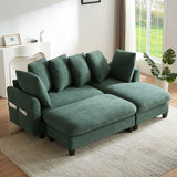 Upholstered L Shaped Sectional Sofa With Storage, Movable Ottoman, And 6 Throw Pillows - Furniture Home Direct