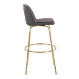 Toriano - Contemporary Fixed Height Barstool With Swivel And Round Footrest (Set of 2) - Furniture Home Direct