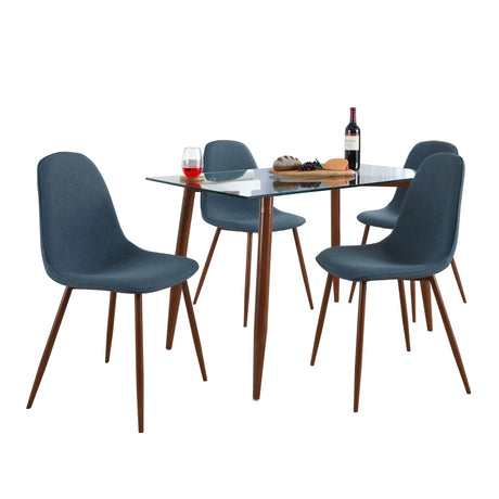 Clara Pebble - 5 Piece Mid-Century Modern Dining Set - Furniture Home Direct