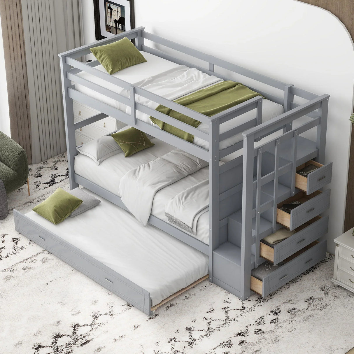 Bunk Bed With Trundle And Staircase - Furniture Home Direct