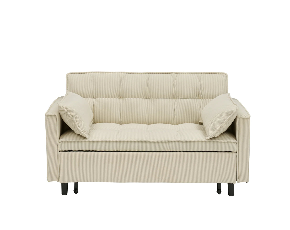 54.30-inch Love Seat with Pull Out Bed - beige - Furniture Home Direct