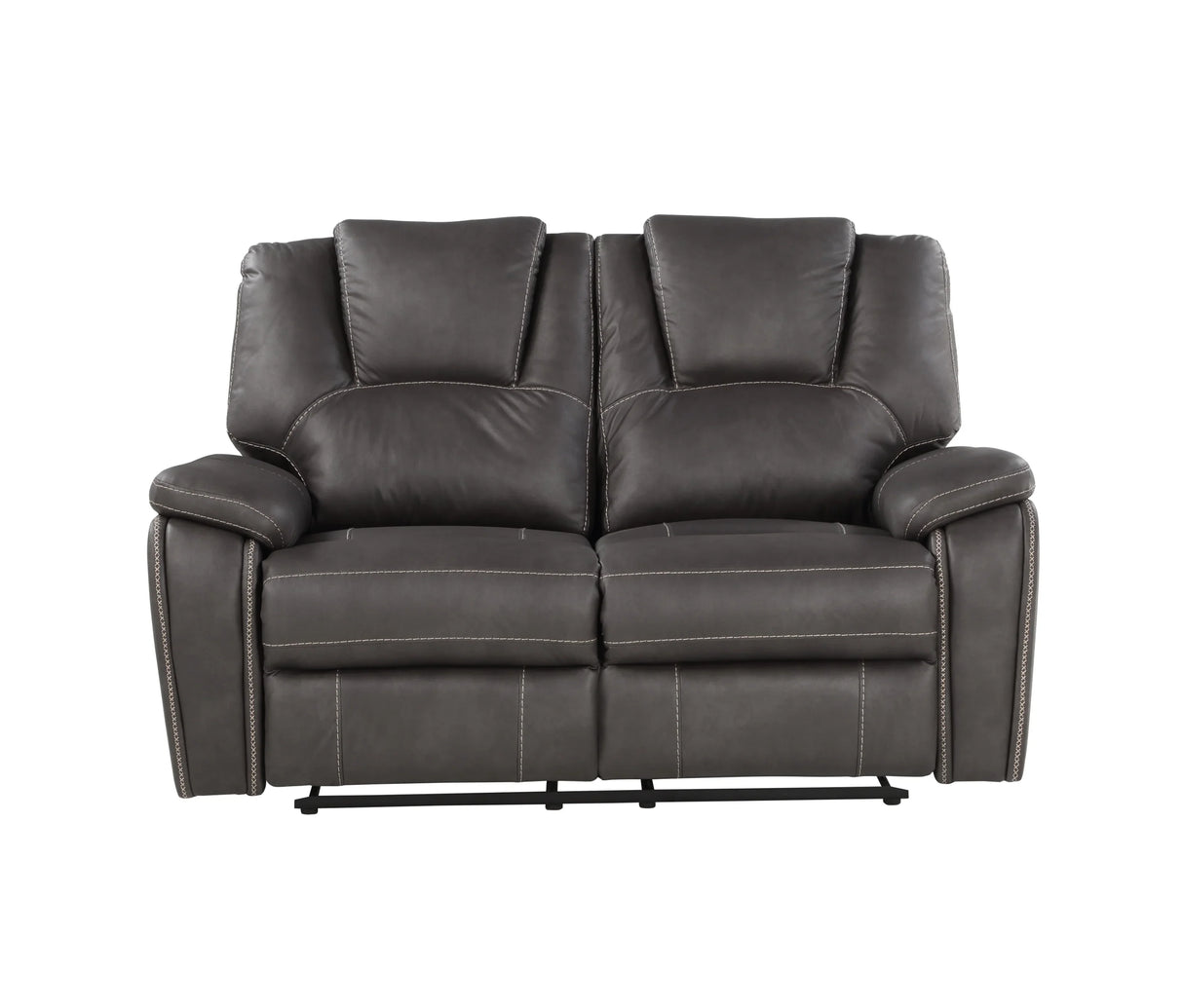 Katrine - Charcoal PU Manual Loveseat - Charcoal Black - Furniture Home Direct