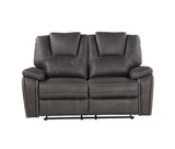 Katrine - Charcoal PU Manual Loveseat - Charcoal Black - Furniture Home Direct