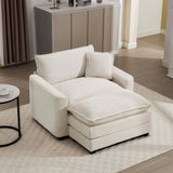 Classic Modern Comfortable Single Chair Deep Seat Sofa With Footstool - Furniture Home Direct