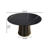 Modern Artificial Stone Round Metal Iron Base Dining Table, Can Accommodate 6 People (Not Including Chairs.) - Black - Furniture Home Direct