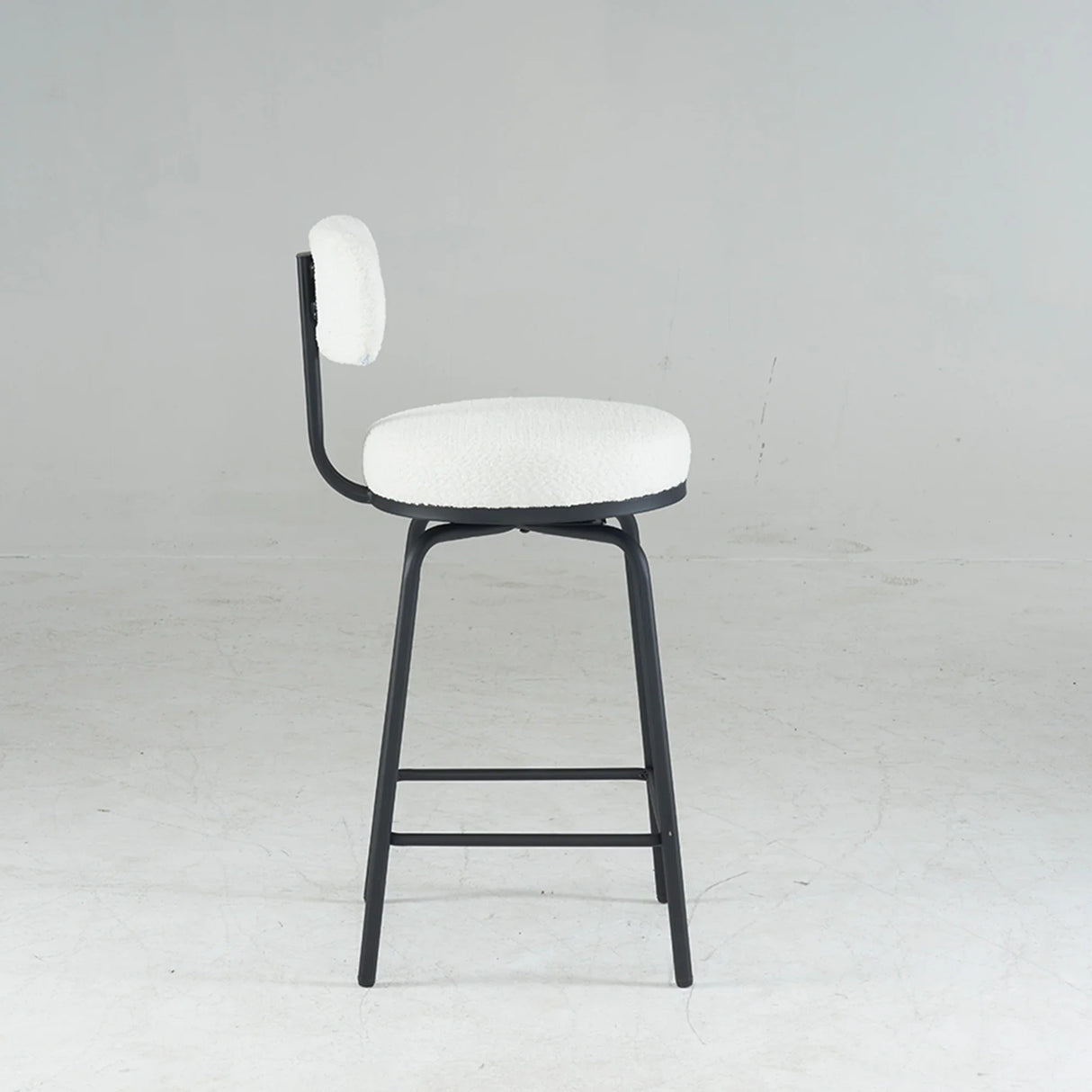 Counter Height Bar Stool Swivel Fabric Upholstery White - Furniture Home Direct