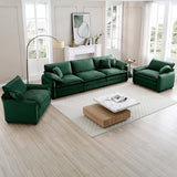3 Piece Living Room Set in Corduroy Fabric - Green - Furniture Home Direct