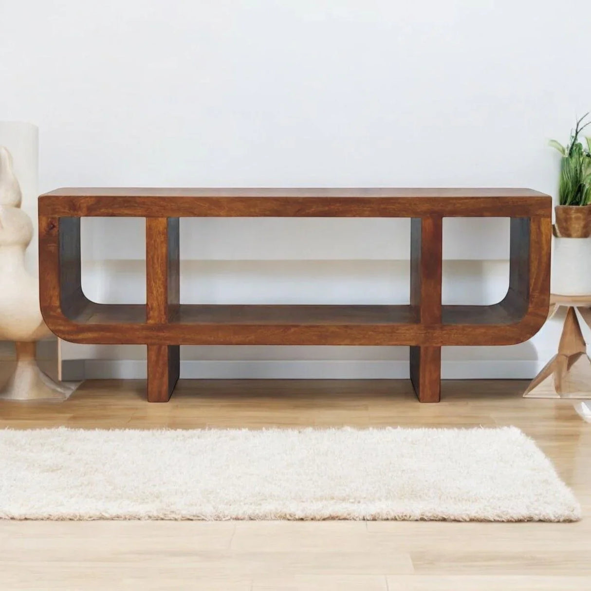 Orion - Curved Media Unit - Brown - Furniture Home Direct