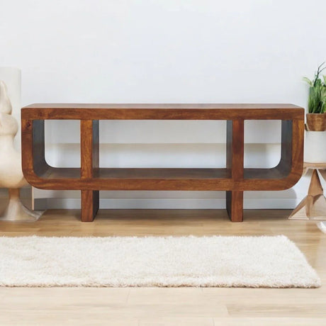 Orion - Curved Media Unit - Brown - Furniture Home Direct