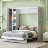 Murphy Wall Bed With Shelves, Wardrobe And LED Lights - Furniture Home Direct