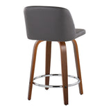Toriano - Mid Century Modern Fixed Height Counter Stool With Swivel With Round Footrest (Set of 2) - Furniture Home Direct