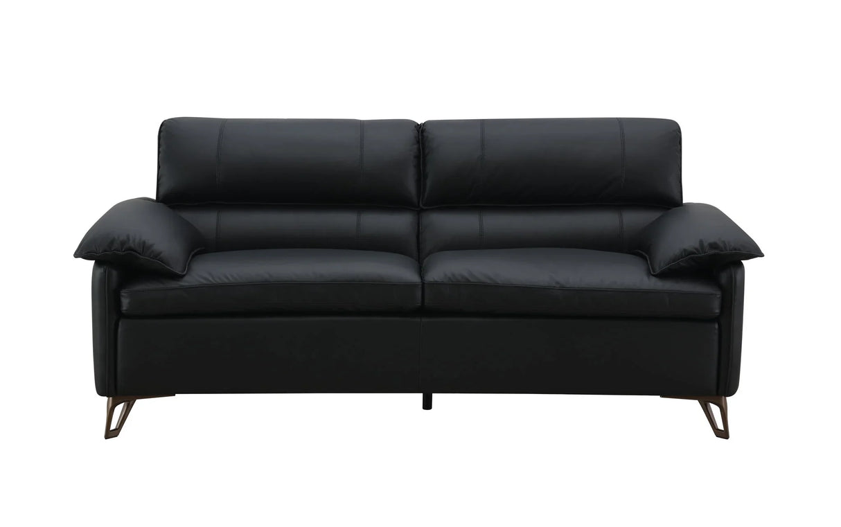 Eilene - Top Grain Leather Loveseat - Black - Furniture Home Direct