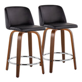 Toriano - Mid Century Modern Fixed Height Counter Stool With Swivel With Round Footrest (Set of 2) - Furniture Home Direct