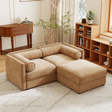 Contemporary Elegant White Chenille Sofa With Storage And Ottoman - Furniture Home Direct