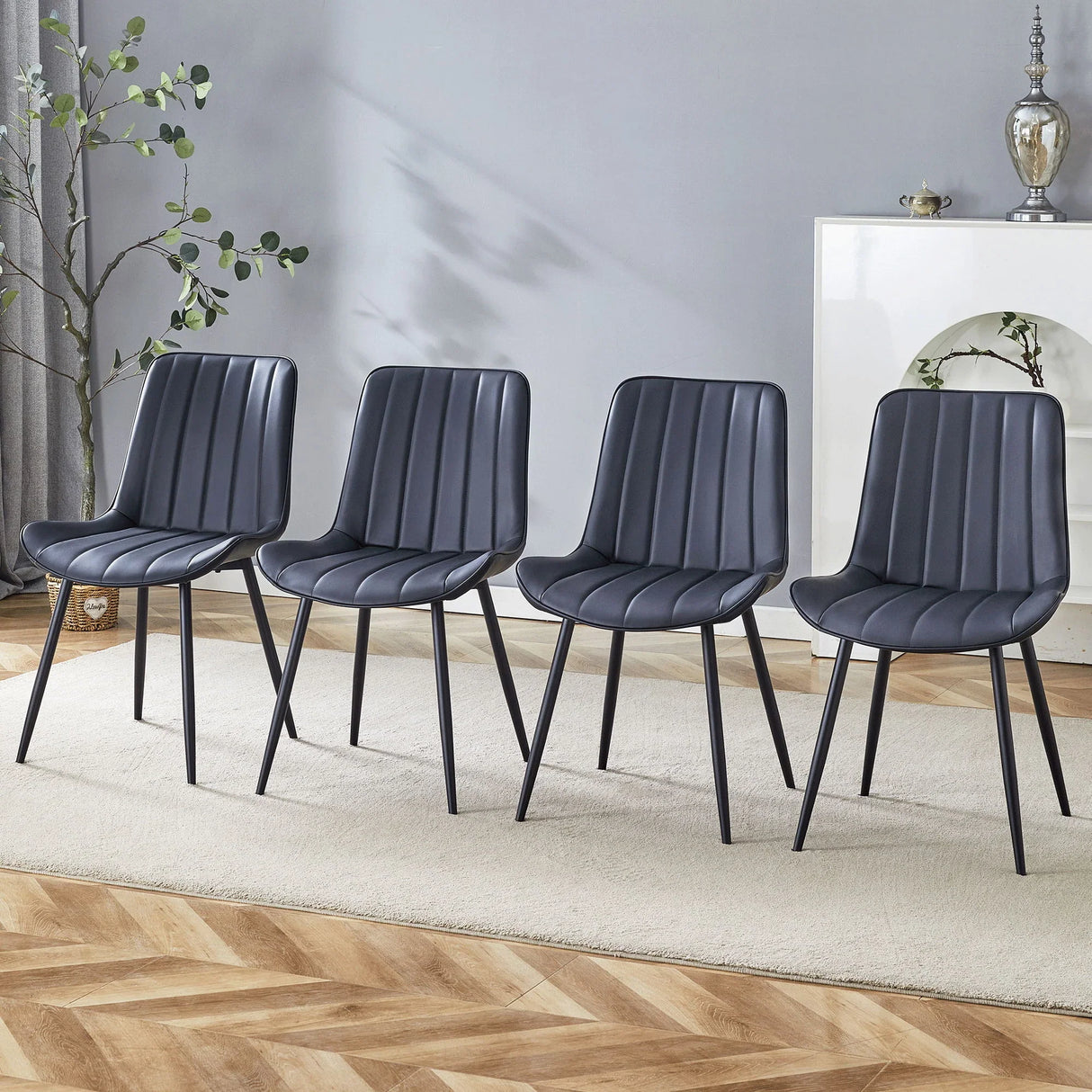 Modern Style Extended Seat Cushion Dining Chair Set - Furniture Home Direct