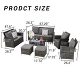 7 Piece Patio Set - Gray - Furniture Home Direct