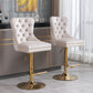 Thick Golden Swivel Velvet Barstools Adjusatble Seat Height From 25-33", Modern Upholstered Bar Stools With Backs Comfortable Tufted For Home Pub And Kitchen Island (Set of 2) - Furniture Home Direct