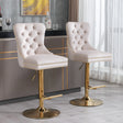 Thick Golden Swivel Velvet Barstools Adjusatble Seat Height From 25-33", Modern Upholstered Bar Stools With Backs Comfortable Tufted For Home Pub And Kitchen Island (Set of 2) - Furniture Home Direct