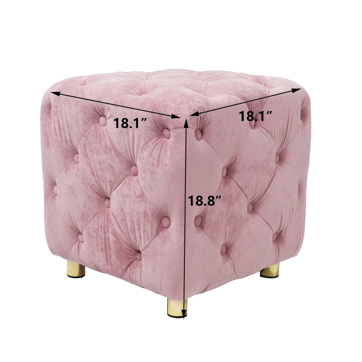 Modern Velvet Upholstered Ottoman, Exquisite Small End Table, Soft Foot Stool, Dressing Makeup Chair, Comfortable Seat For Living Room, Bedroom, Entrance - Furniture Home Direct