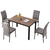 5 Piece Dining Set Including Velvet High Back Nordic Dining Chair & Creative Design Dining Table - Furniture Home Direct