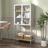 Heavy Duty Metal Storage Cabinet, Display Storage Cabinet With Glass Doors And 2 Adjustable Shelves, Tall Bookcase Modern Bookshelf Cabinet For Home Office, Living Room, Pantry - Furniture Home Direct