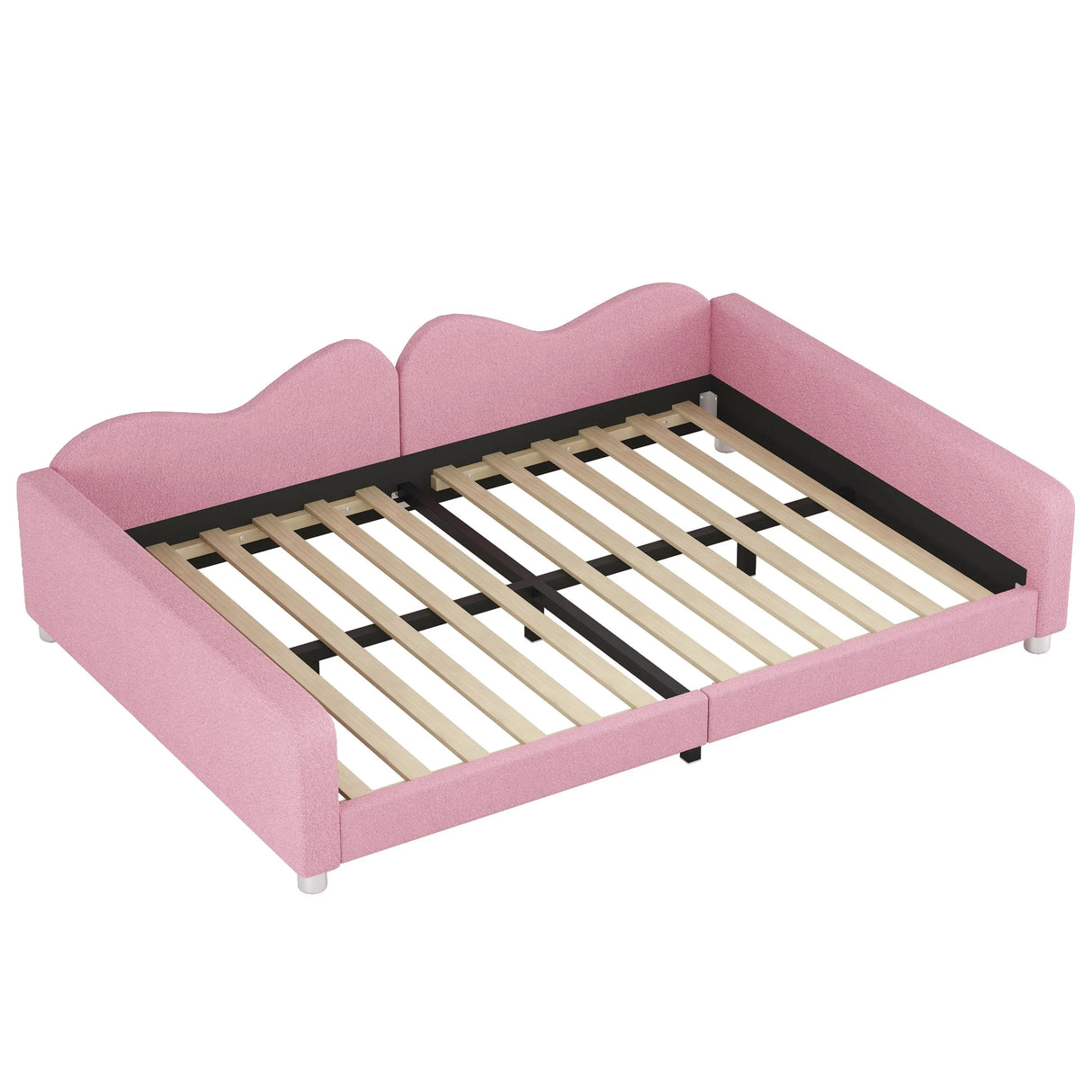 Upholstered Daybed, Sherpa Fabric Sofabed With Cloud-Shaped Backrest - Furniture Home Direct