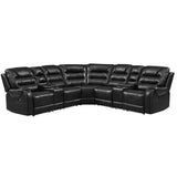 Sectional Sofa Manual Reclining With LED Light Strips Black - Furniture Home Direct