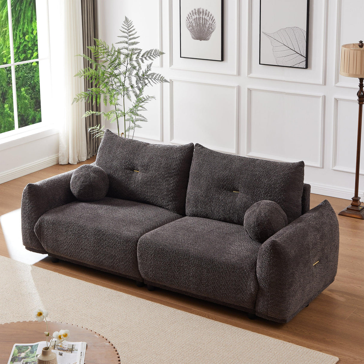 2 Piece Living Room Set with Throw Pillows - Gray - Furniture Home Direct