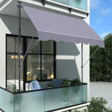 Manual Retractable Patio Awning, UV Resistant Polyester Sun Shade With No Drill Installation - Furniture Home Direct