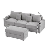 Modern Style Loveseat Sofa Sectional Sofa Couch With Storage Space, A Movable Ottoman, Two USB Ports, Two Cup Holders, A Phone Holder For Living Room - Furniture Home Direct