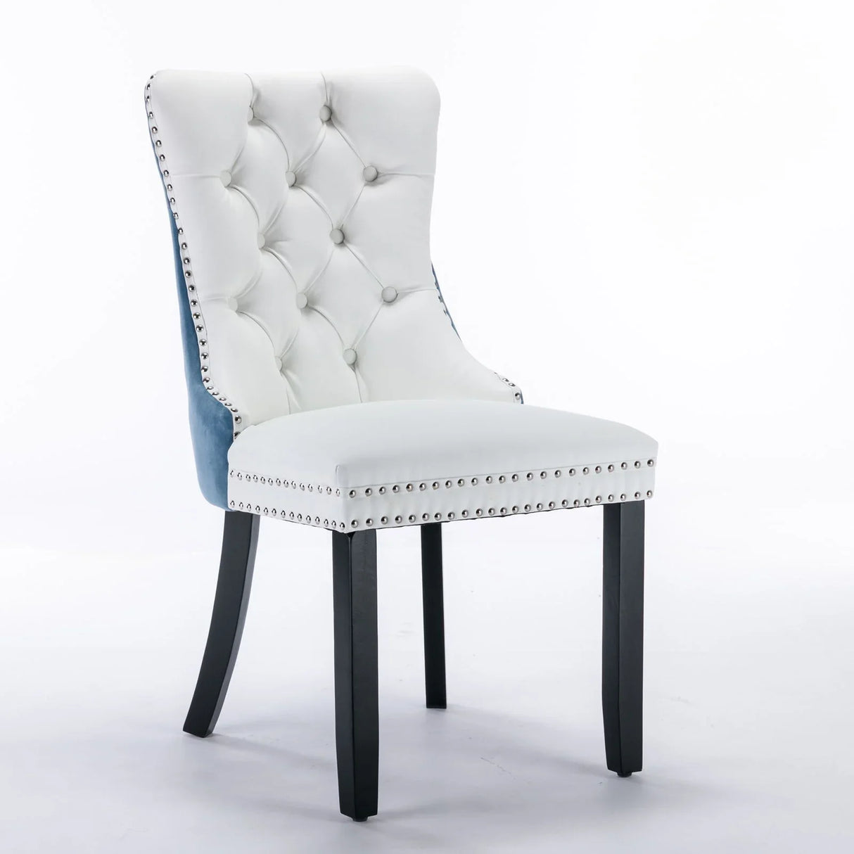 Nikki - Modern, High-End Tufted Solid Wood Contemporary PU And Velvet Upholstered Dining Chair With Wood Legs Nailhead Trim (Set of 2) - Furniture Home Direct