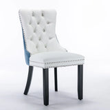 Nikki - Modern, High-End Tufted Solid Wood Contemporary PU And Velvet Upholstered Dining Chair With Wood Legs Nailhead Trim (Set of 2) - Furniture Home Direct