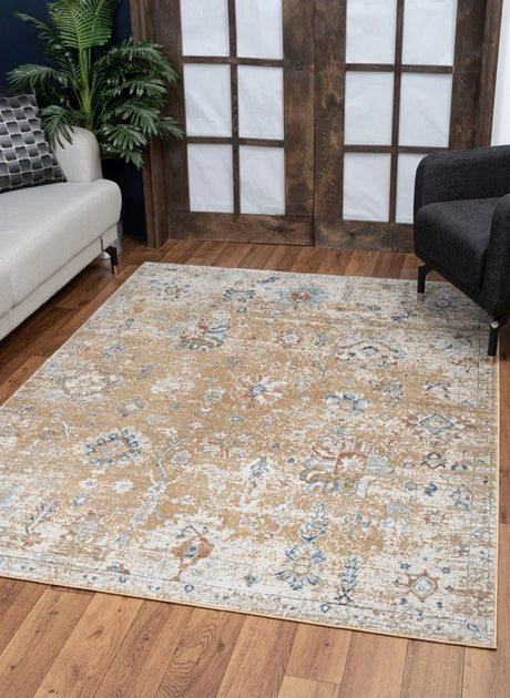 Noble - 5'3" X 7'3" Area Rug - Gold - Furniture Home Direct