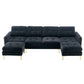 Modern L - Shape Convertible Sectional Sofa With Movable Ottoman - Furniture Home Direct