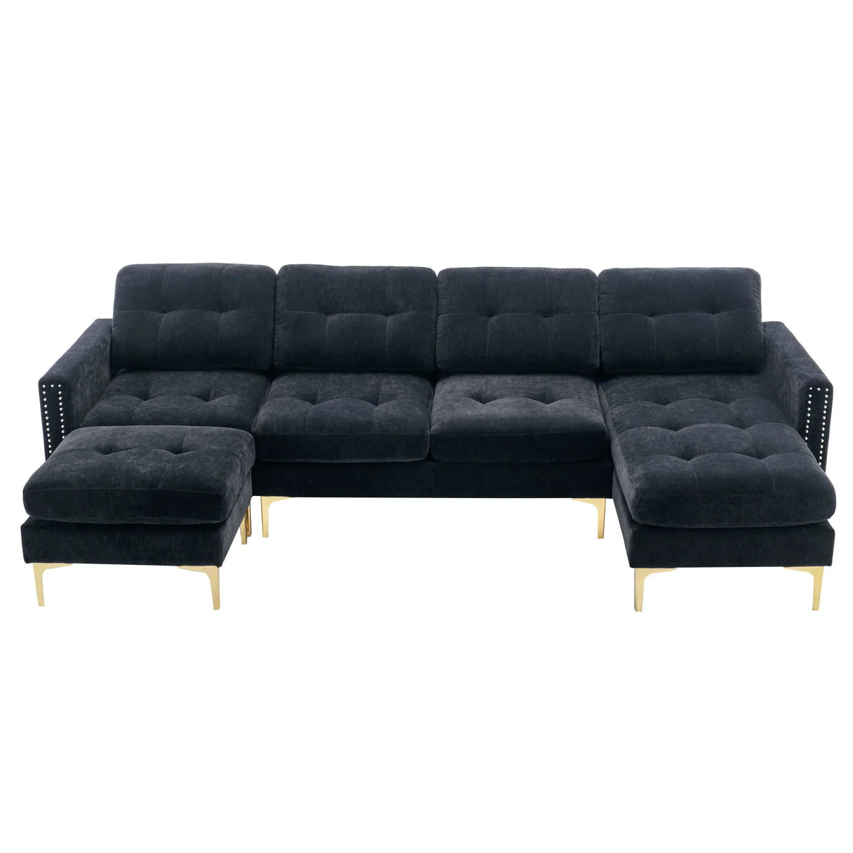 Modern L - Shape Convertible Sectional Sofa With Movable Ottoman - Furniture Home Direct