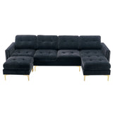 Modern L - Shape Convertible Sectional Sofa With Movable Ottoman - Furniture Home Direct