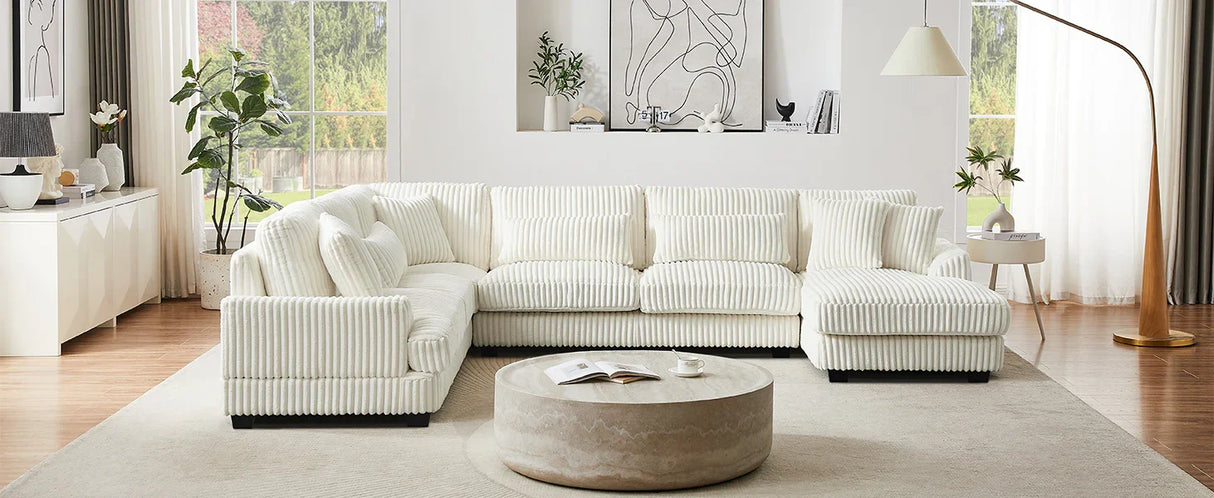 Sectional Sofa U Shaped Oversized With Chaise Beige - Furniture Home Direct