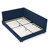 Mid-Century Storage Upholstered Tufted Bed Frame With Backrest And Armrests - Furniture Home Direct