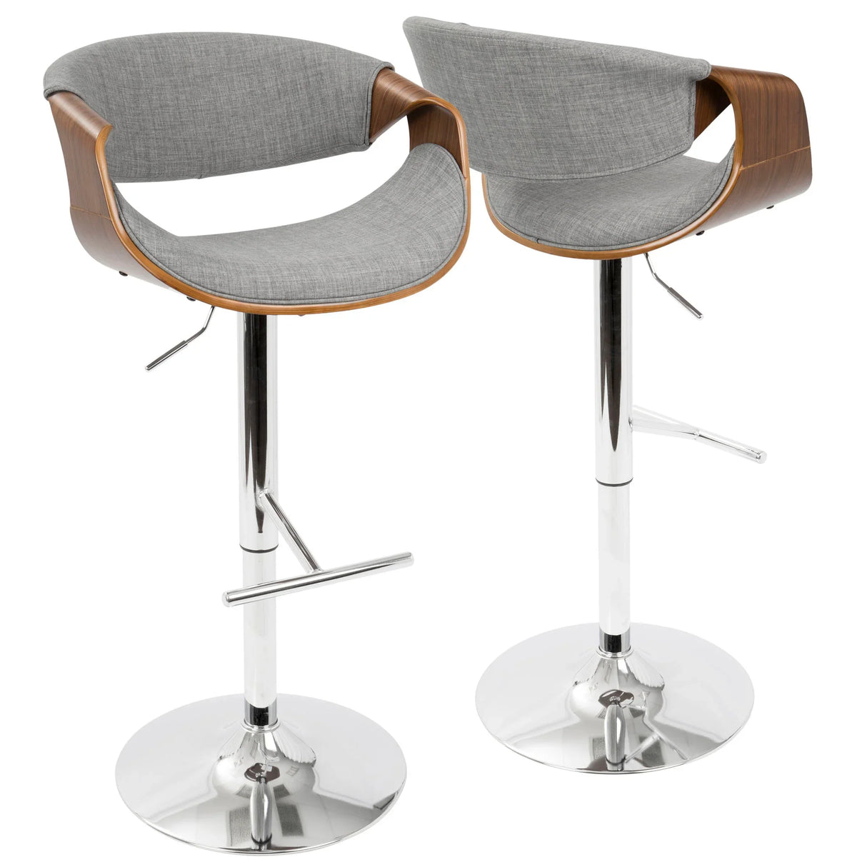 Curvo - Mid Century Modern Adjustable Barstool With Swivel With Straight T Footrest - Furniture Home Direct