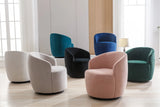 Velvet Fabric Swivel Accent Armchair Barrel Chair With Powder Coating Metal Ring - Furniture Home Direct