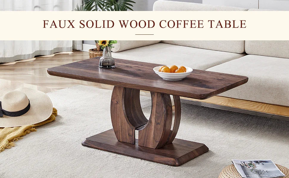Coffee Table Modern Rectangular Walnut Finish Walnut - Furniture Home Direct