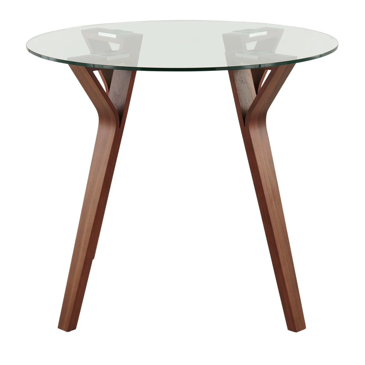 Folia - Mid-Century Modern Round Dinette Table - Walnut / Clear - Furniture Home Direct